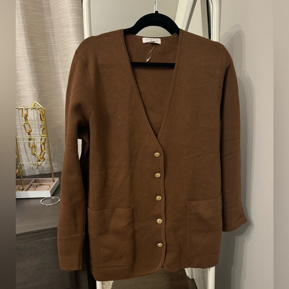 J.CREW Giselle V-neck Blazer Sweater Women's Size L Heather Walnut